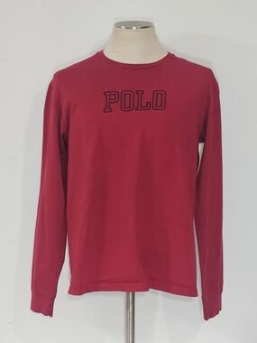 Polo by Ralph Lauren Long-Sleeve Crewneck Shirt in Red Sz M